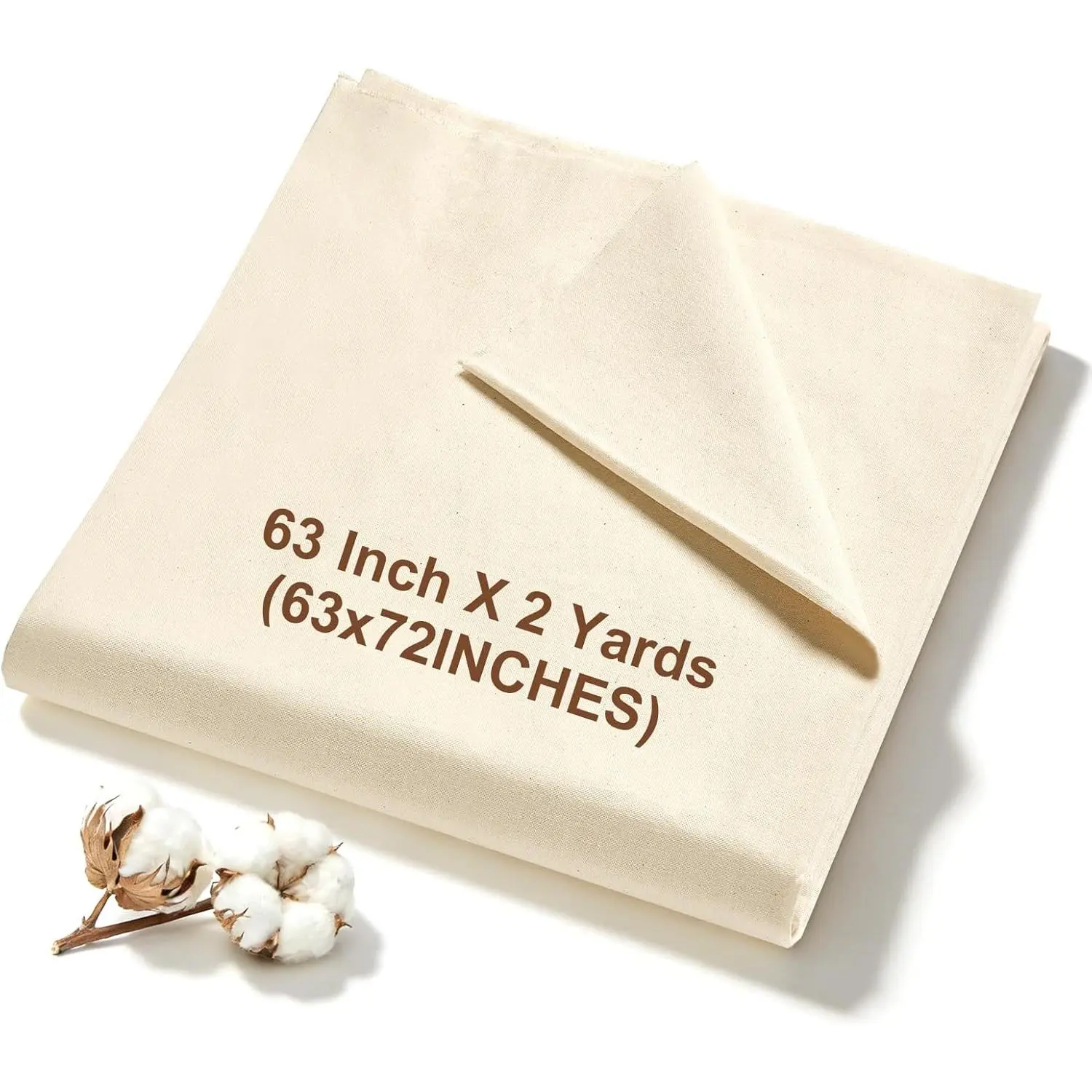 100% Cotton Muslin Fabric, 63 Inch X 2 Yards (72 Inches) Unbleached Muslin Linen Fabric by the Yard, Premium Medium Weight Muslin Cloth Fabric for Sewing, Embroidery, Crafts, & Apparel Projects