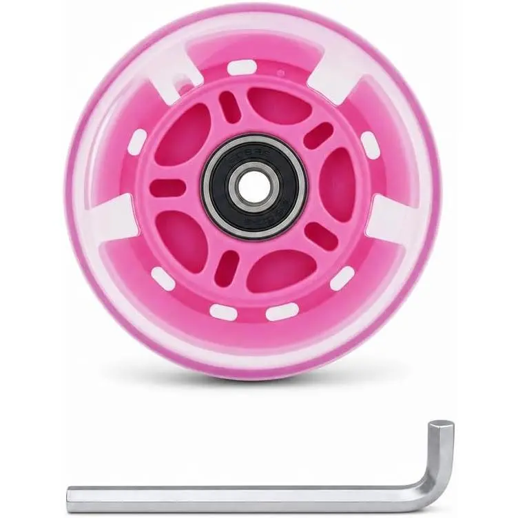80mm Light Up Wheels, 1-Pack LED Flashing Inline Skate Wheels & Scooter Rear Wheels, 85A PU with ABEC-9 Bearings, Includes 1 L-Wrenches for  Indoor Outdoor ()