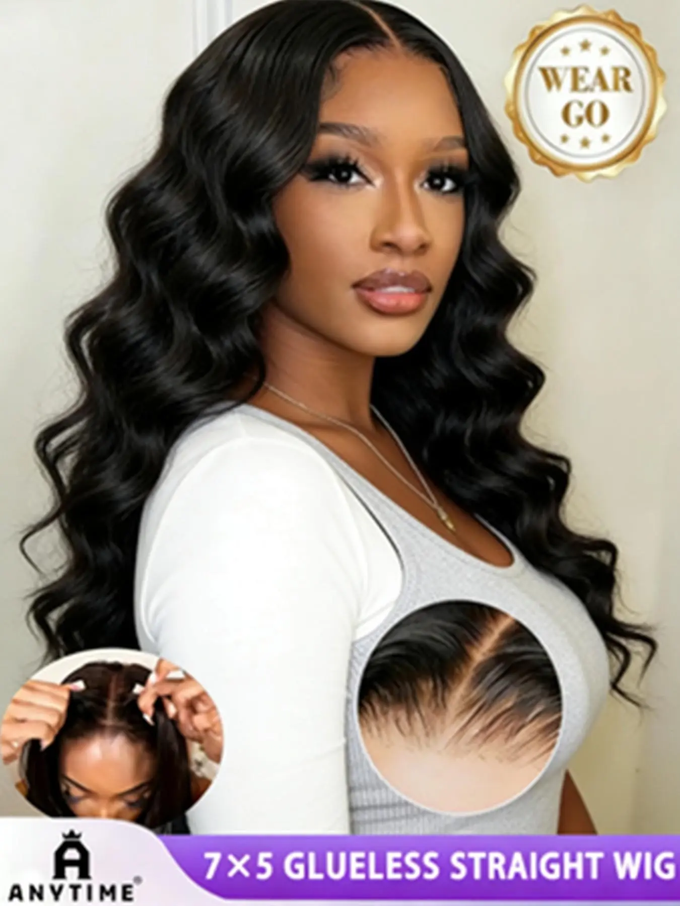 Ayntime Women's Wig Clearance Sale, 7x5 Synthetic Wavy Lace Front Wig, Natural Look and Comfortable Design, Suitable for Daily Wear