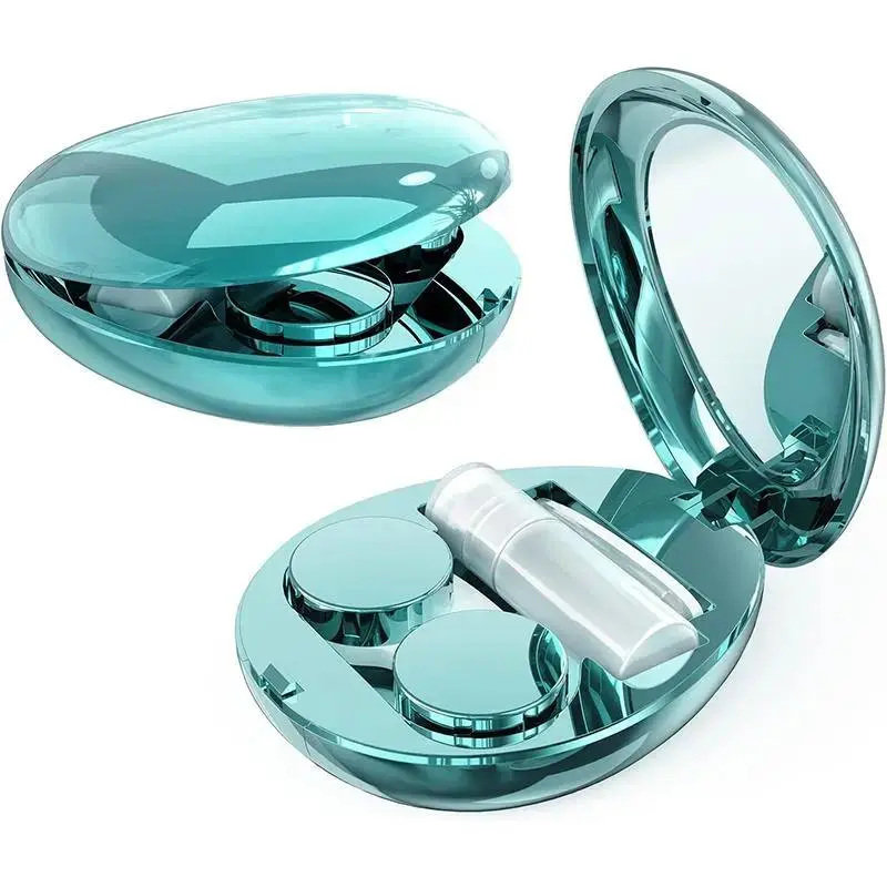 Portable Contact Lens Case - Solid Color Lens Storage Fashion Accessory Set with Built-in Mirror, Solution Bottle, Tweezers, Applicator, Built-in Tools for Convenient Travel, Travel Kit