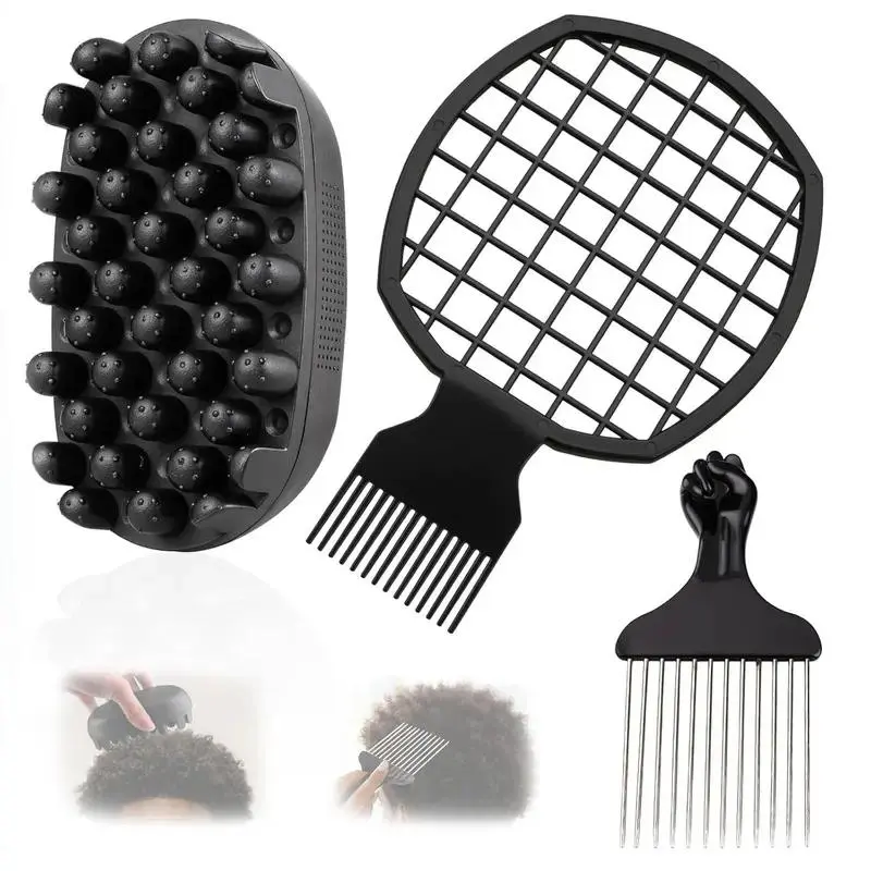 2pc Ergonomic Rubber-Curl Polyester Soft Sponge Hair Tools, One-Size for Type-4C Tight-Coil Hair, Gentle Twist-Out Low-Manipulation Hairstyles, Compact Accessory for Home & Professional Salon Use