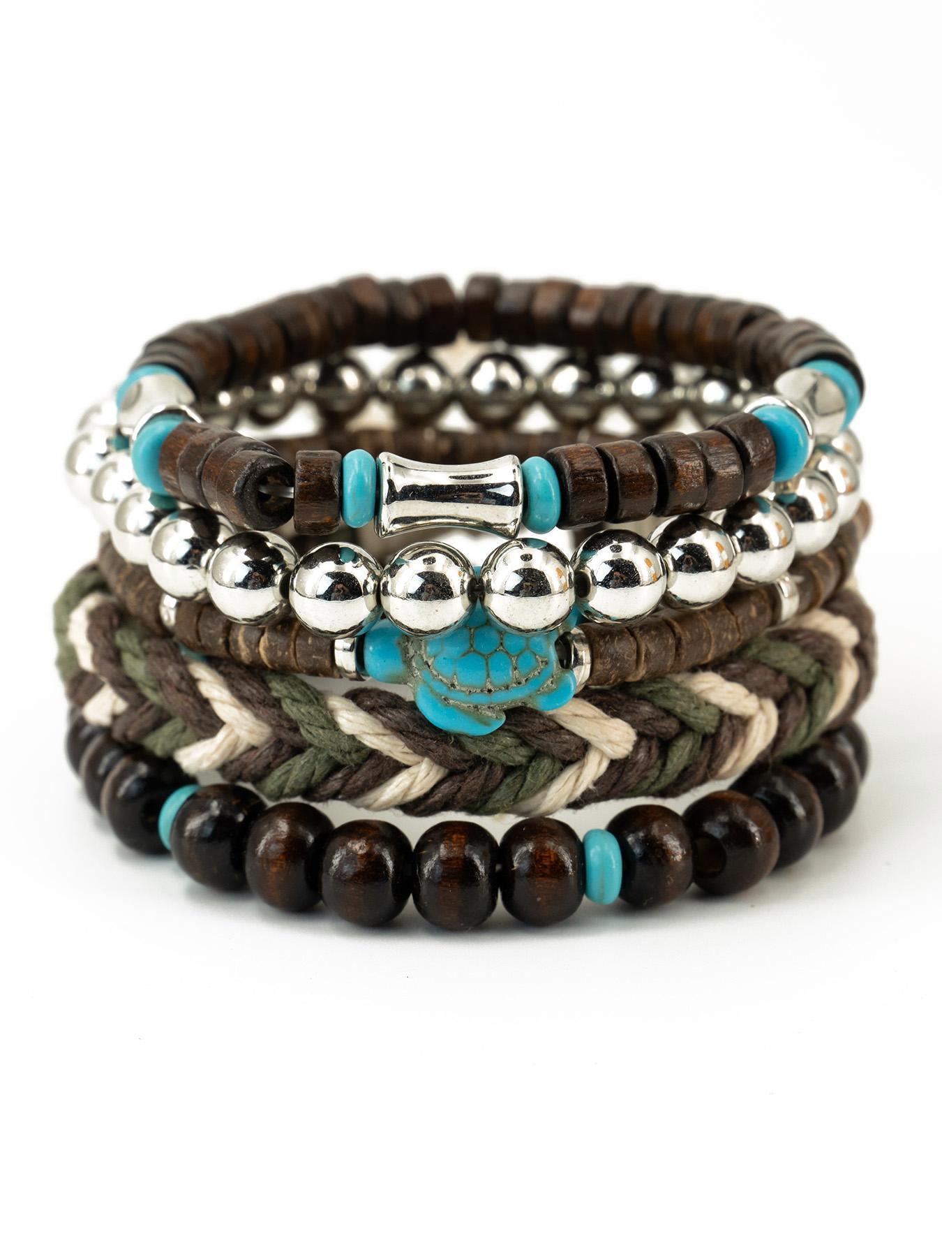 Boho Style Wooden Beaded Bracelet, Vintage Trendy Bracelet, Fashionable Jewelry for Women & Girls for Daily Decoration, Beaded Bracelet Set