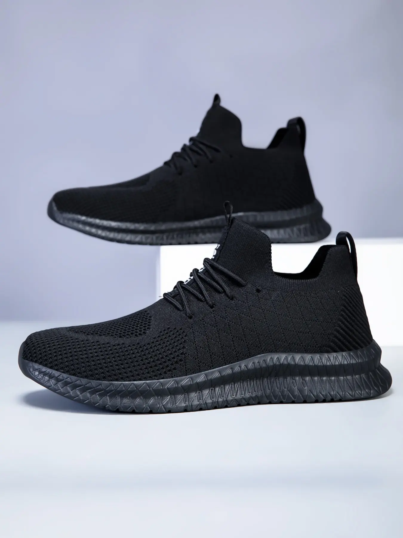 Men's Breathable Mesh Sneakers, Fashion Lightweight Athletic Running Shoes, Comfortable Shock Absorption, Soft Eva Sole, Laces, Outdoor Sports