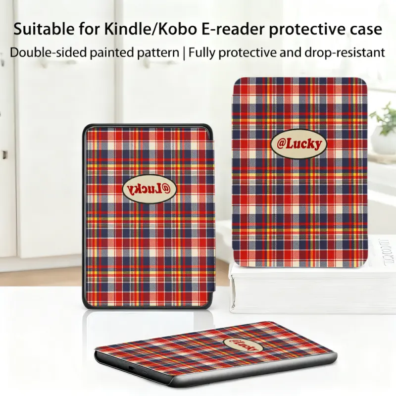 for Kindle/kobo/Tolino Case Red Blue Yellow Plaid Pattern for New Kindle 11Th 2019, for Kindle 11th Generation Case for Kindle 11Th (2022/2024), 6-Inch, 7-Inch Kindle Paperwhite 12Th Generation 2024 Vision Color (2024) /Vision 6 (2021）/Shine Color (2024),