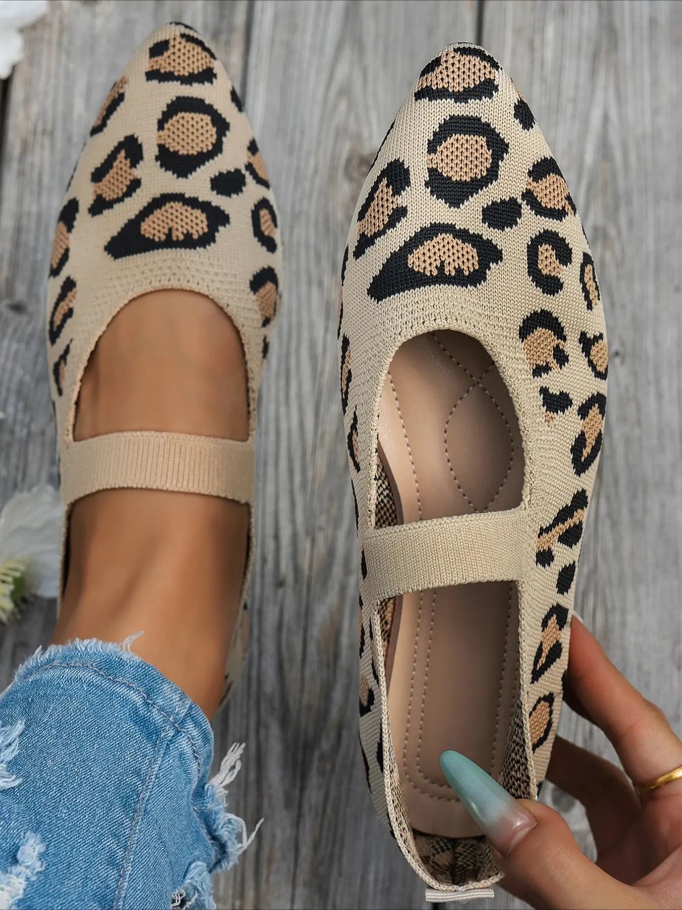 1 Pair Women's Knitted Pointed Toe One-Strap Mary Jane Casual Summer Flats, Breathable Soft Sole Shallow Cut Shoes, Retro Casual Footwear for Commute & Daily Outings