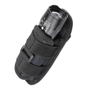 Tactical Flashlight Pouch Holster, Rotatable Flashlight Holder Belt Clip Tactical Torch Carry Case with 360 Degree Carabiner Reel Clip