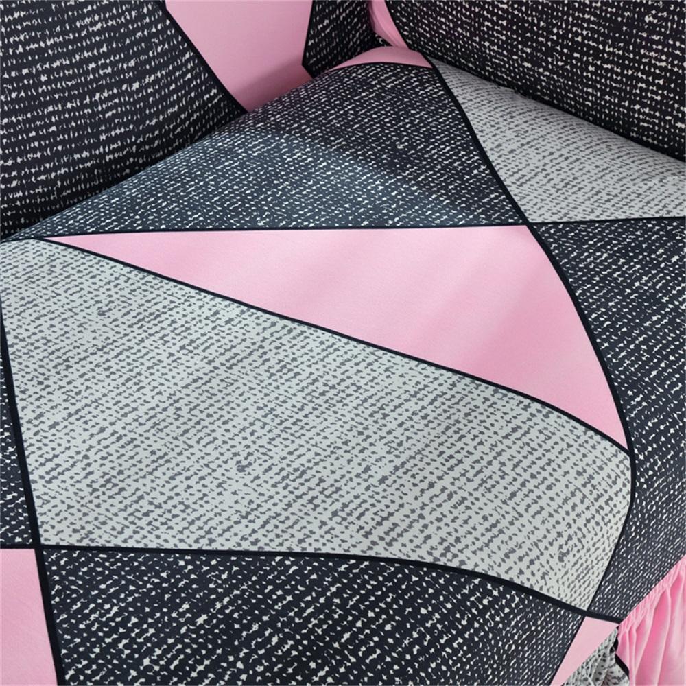 Geometric Pattern Sofa Cover, Stretch Sofa Cover, Elastic Sofa Cover, 1 Count Sofa Slipcover with Ruffle Trim, Dustproof Sofa Protector for Home Living Room, Vanity Decor Accessories