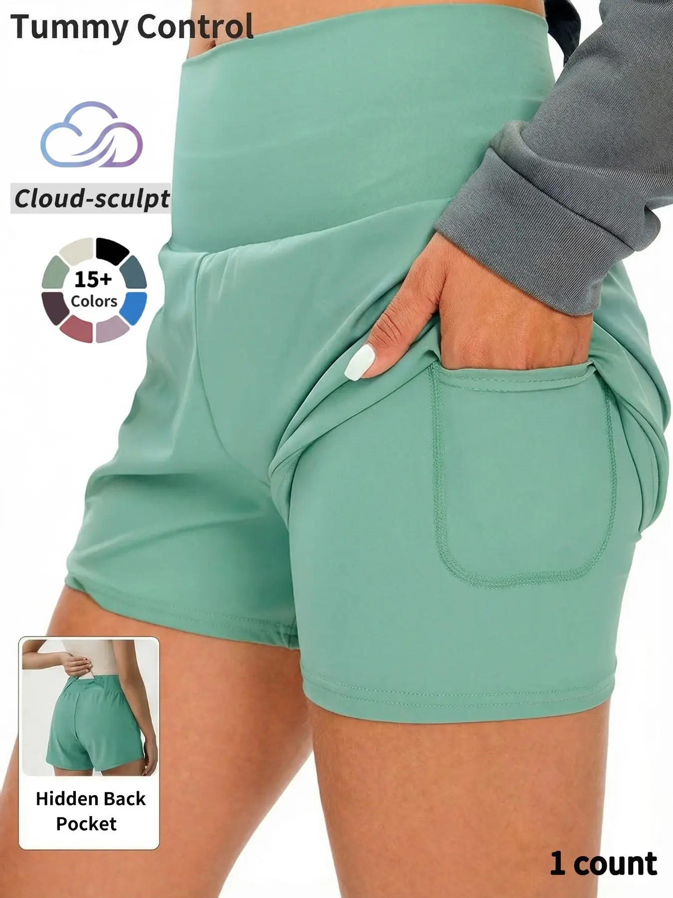 Cloud‑sculpt Shorts Women's 2 In 1 Pocket High Waist Sports Shorts, Casual Comfy High Stretch Yoga Bottoms For Gym Workout Running, Summer Clothes Women, Ladies Summer Sportswear, Fitness Yoga Shorts, Athleisure Gym Shorts, Comfy Fitted Shorts