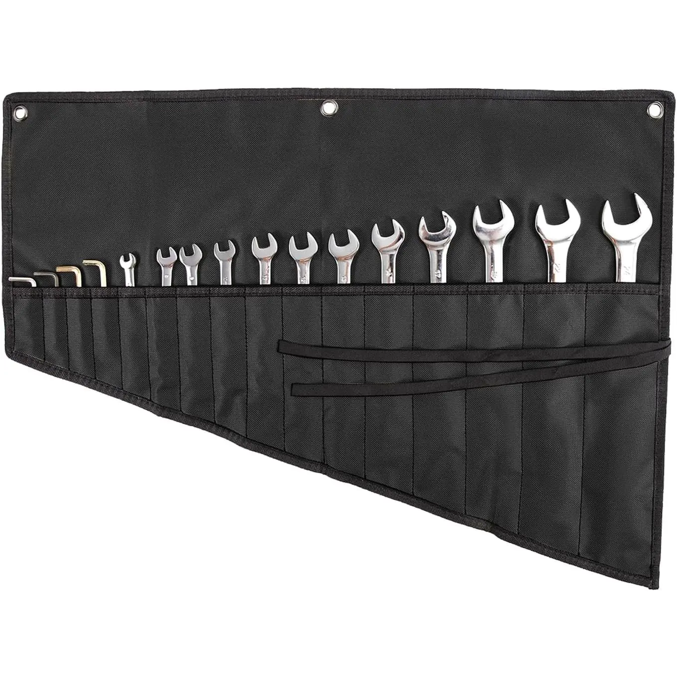 Wrench Organizer, Tool Roll Pouch,16-Pocket  Oxford Cloth | Wrench Roll Organizer for Garage, Workshop, Field Service &  Repairs – For Mechanics & DIY Professionals(Black)
