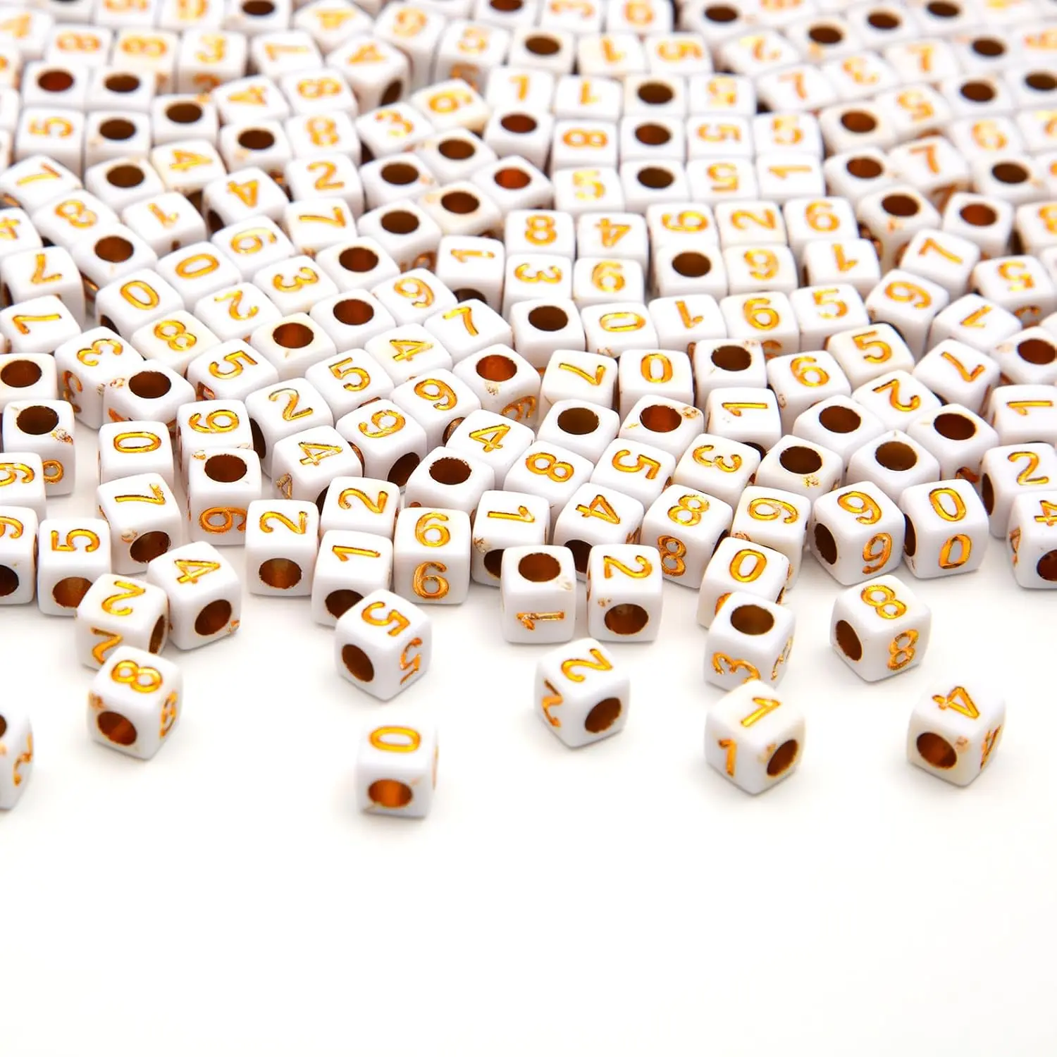 1000 count Square Number Beads Cube 6x6mm White  Bead DIY for Bracelets Necklace  Making (White-)