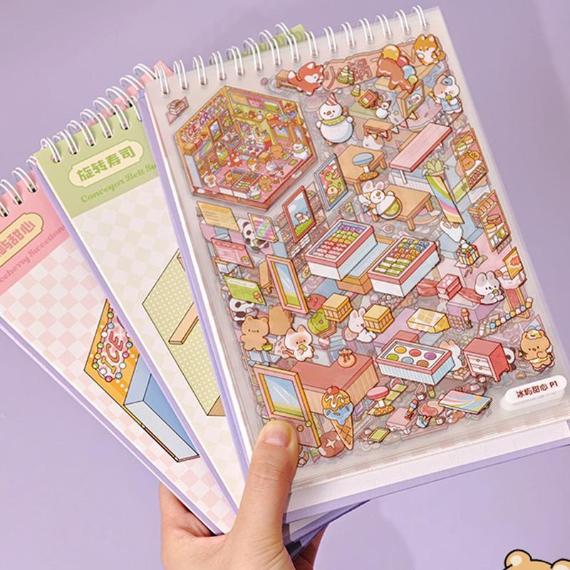 40pcs Miniature Scenic Stickers for Scrapbooking, Cute 3D Visual Cottage Design, Perfect for Journaling and Crafts, Scrapbook Materials, Sticker Packs