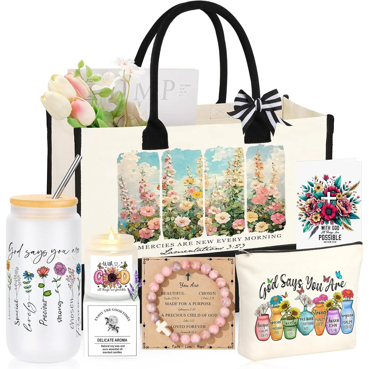 Christian Religious Gifts for Women, Christmas Birthday Gifts for Women   Sister Mom, Friendship Valentines  Day Easter Ideas Present Basket of 6