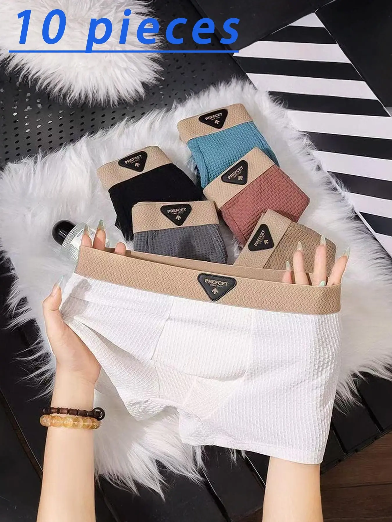 10 Pcs Men's Briefs, Casual Fitted Graphic Underwear, High Elastic Waist, Soft Breathable Fabric, Daily Wear for Home & Commute