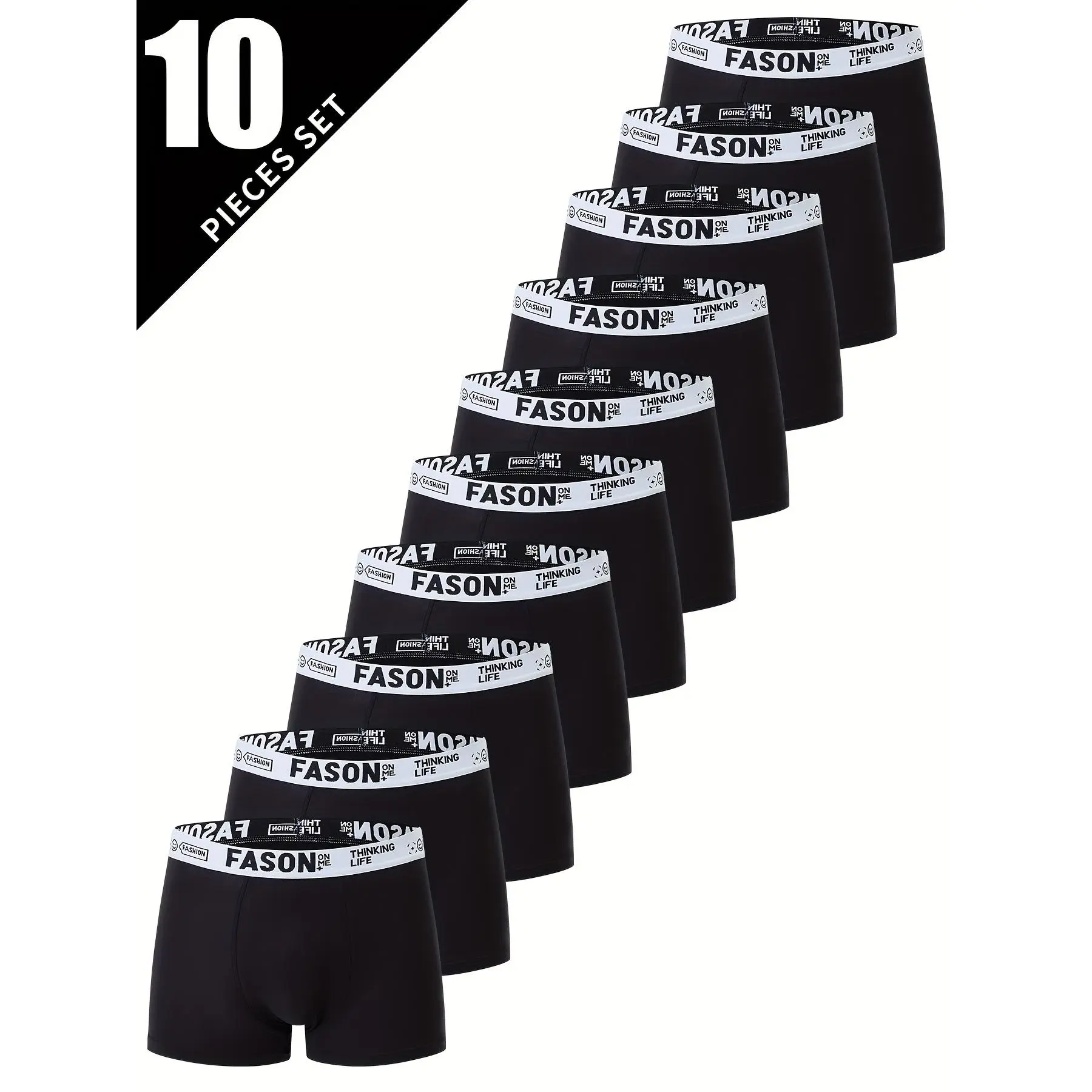 10-pack men's underwear, casual boxer briefs, breathable and comfortable stretchy boxer shorts, sports shorts.
