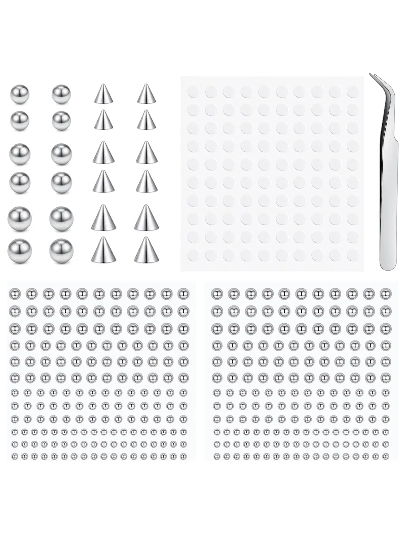 28pcs/set Fake Piercings Eyebrow Nose Lip Studs Non Piercing Stick on Faux Face Piercings for Women Men Party Festival Replacement Balls