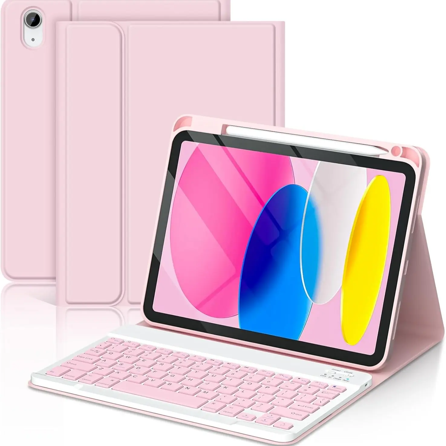 Shockproof Tablet Folio Cover Protector with Bluetooth-compatible Detachable Keyboard, Auto Sleep & Wake, Stylus Slot, Compatible with iPad 10th/11th Gen, Adjustable Stand