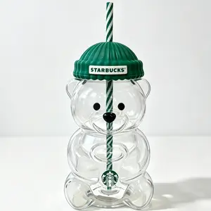 591ml  2026 Limited Edition Glass Bearista Tumbler Gift New Release one-of-a-kind bear pattern Starbucks coffee