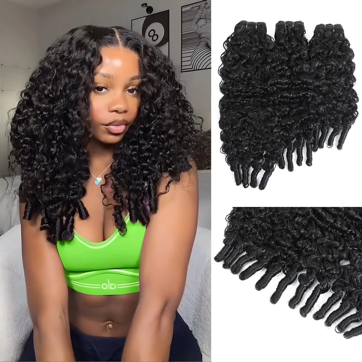 Burmese Curly Bundles Human Hair 100% Unprocessed Virgin Remy 3C4A Quick Weave Human Hair Extensions 15A Water Wave with Spiral End Raw for Women Double Weft Natural Black Muaby Hair