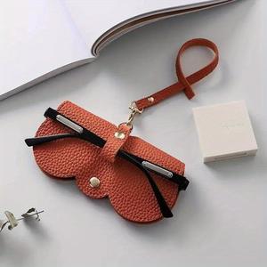 2Pcs Cute Litchi Embossed PU Leather Glasses Storage Bag - Portable, Travel-Friendly, and Protective Hanging Eyeglass Case, Stylish Design Modern