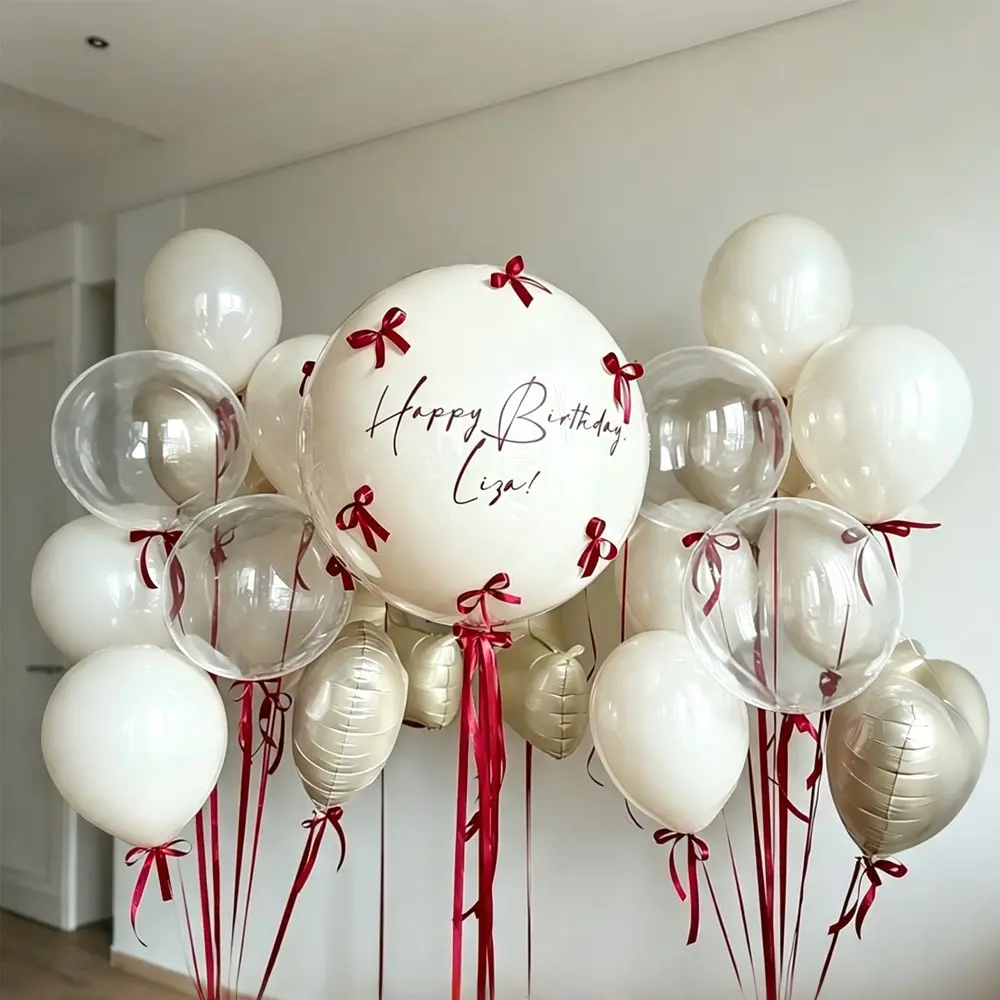 37pcs Latex Balloons Satin Bow Set with Ribbon, Balloon Decorations Kit, Perfect for Birthday, Wedding, Mother's Day, Shower Decorations, Party Supplies