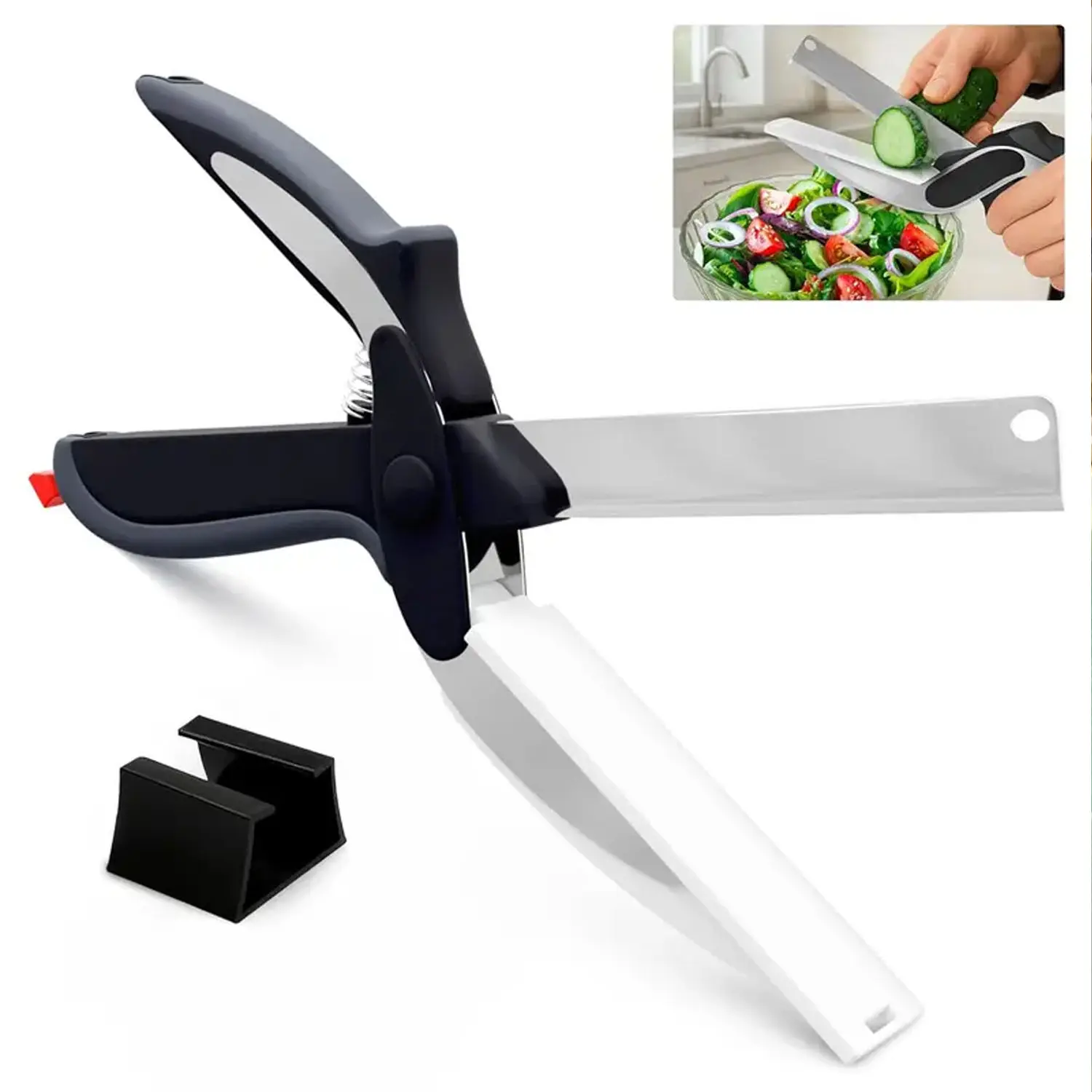 Kitchen Food Scissors, Stainless Steel Herb & Vegetable Cutter with Safety Lock for Cooking & Meal Prep