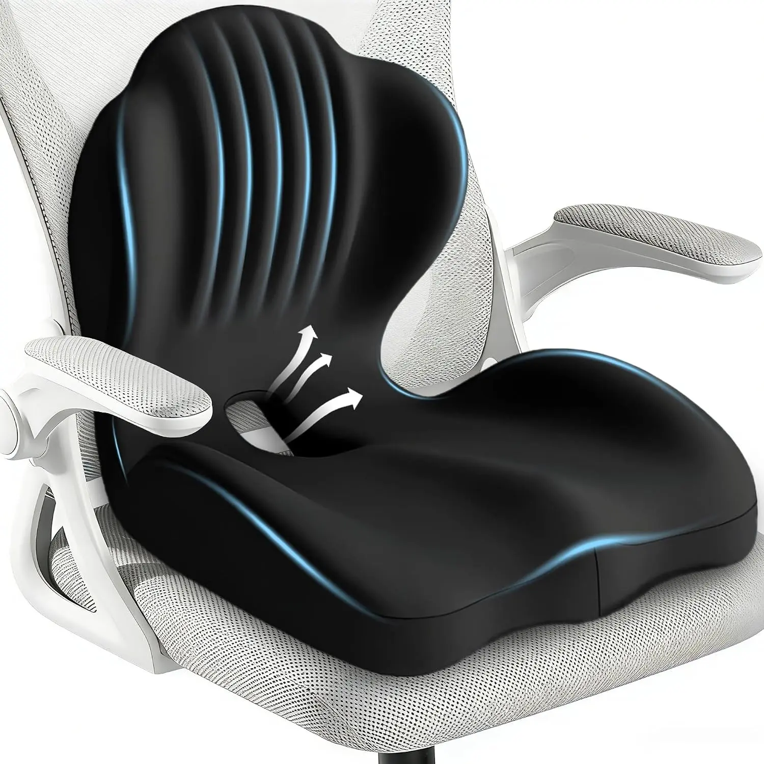 Office Ergonomic Seat Foam Cushion, Memory Foam Lumbar Support Pad, Tailbone Relief for Car, Truck, Home, Gaming Chair