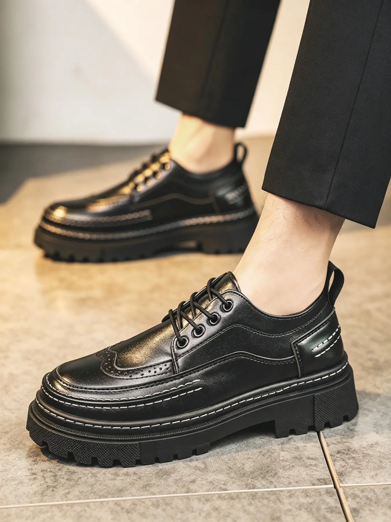 Men's Fashionable Lace Up Front Oxford Shoes, Casual Comfortable Breathable Platform Shoes for Daily Wear, Perfect for Students and Outdoor Sports, Boy, Walking Shoes, Footwear