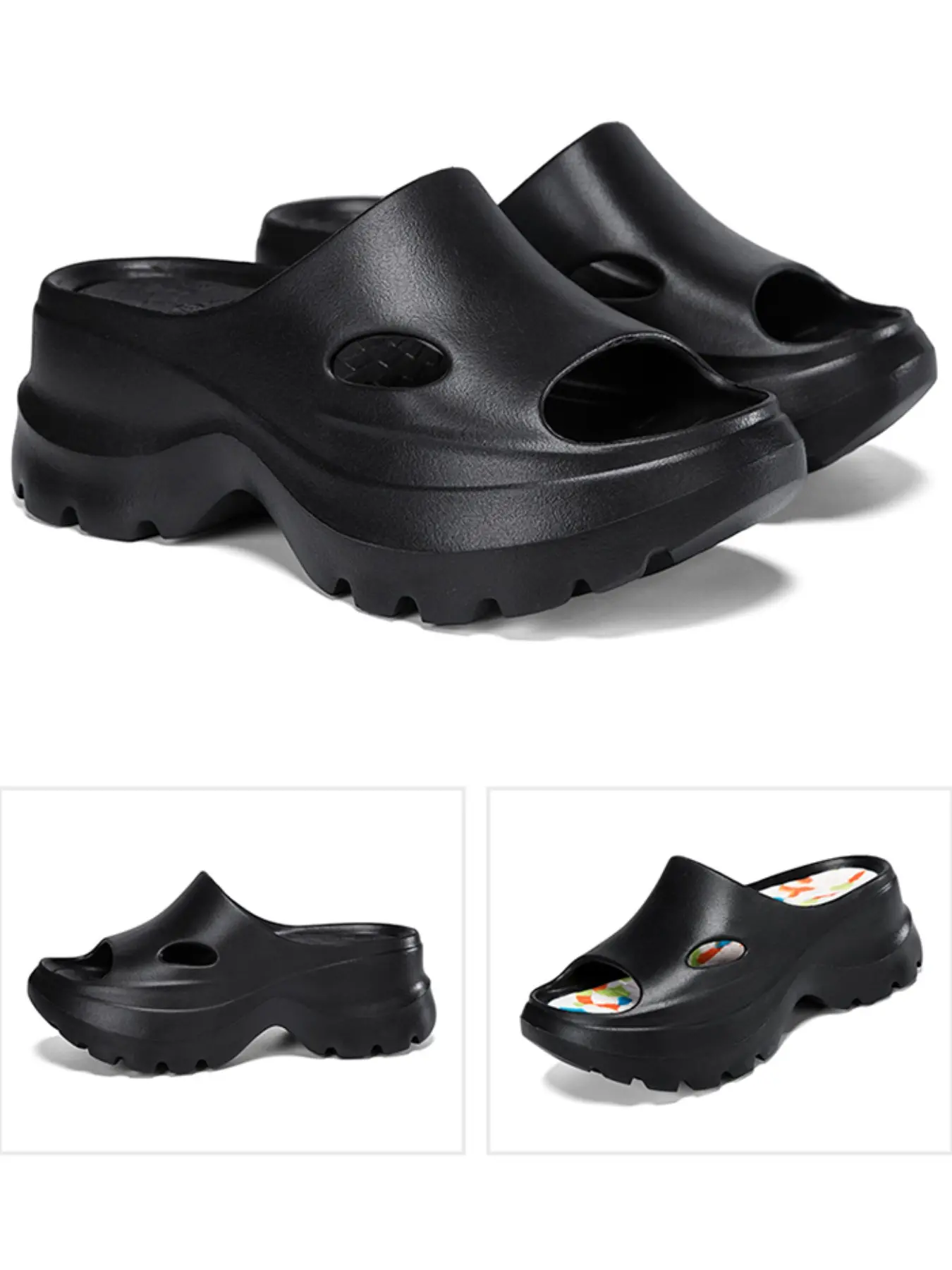 1 Pair Women's Fashion Sporty Thick Bottom Comfort Cloud Slip Ons Slippers, Soft Elastic Pixel Material, Ergonomic Arch Support, 7cm Heightening Shock Absorption Rebound Sole, Suitable for Home, Gym, Beach and Daily Wear, Summer Beach Slippers