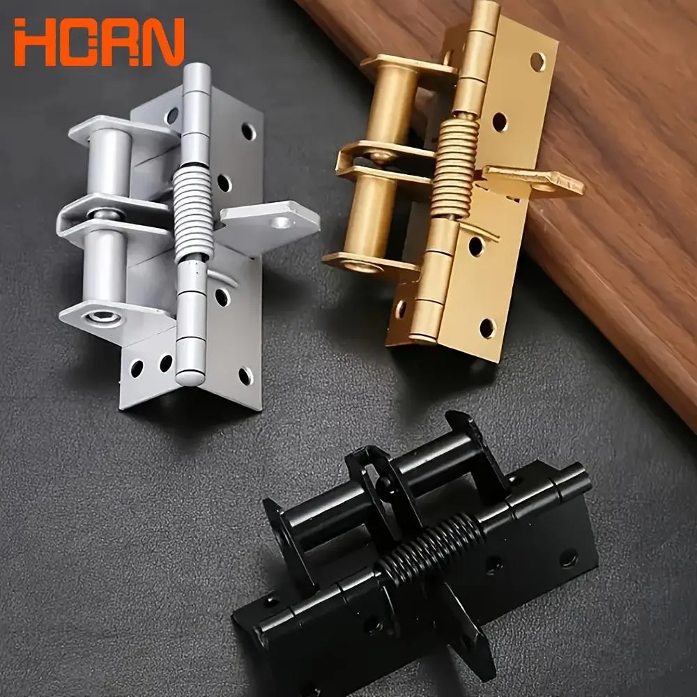 Automatic Door Hinge Set, Includes 8 Screws, Supports 90-Degree Positioning, Soft Close Mechanism, No Slamming Sound, Single Pack