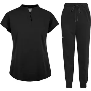 Scrubs Set for Women Nurse Uniform Jogger Suit Stretch Top & Pants with Multi Pocket for Nurse Esthetician Workwear