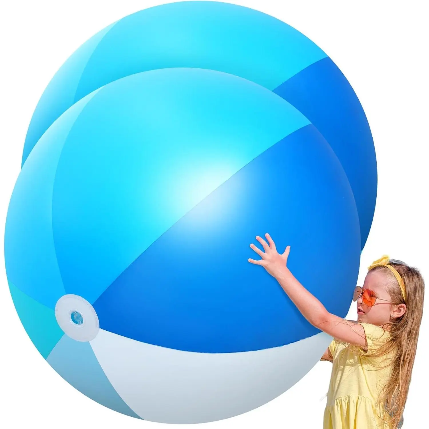 2 Pcs 60 Inch Giant Beach Ball - Large Inflatable Pool Toy Balls for Summer Swimming Pool Parties, PVC Jumbo Beach Balls for Adults, Fun Outdoor Water Play Toy (Blue, Classic)