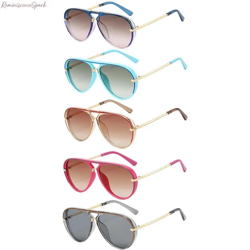 5-Pack Retro Aviator Sun Protective Eyewear for Adults, Classic Lightweight Metal-Frame Womens Sunglasses with Gradient Lenses for Daily Commuting, Family Gifting