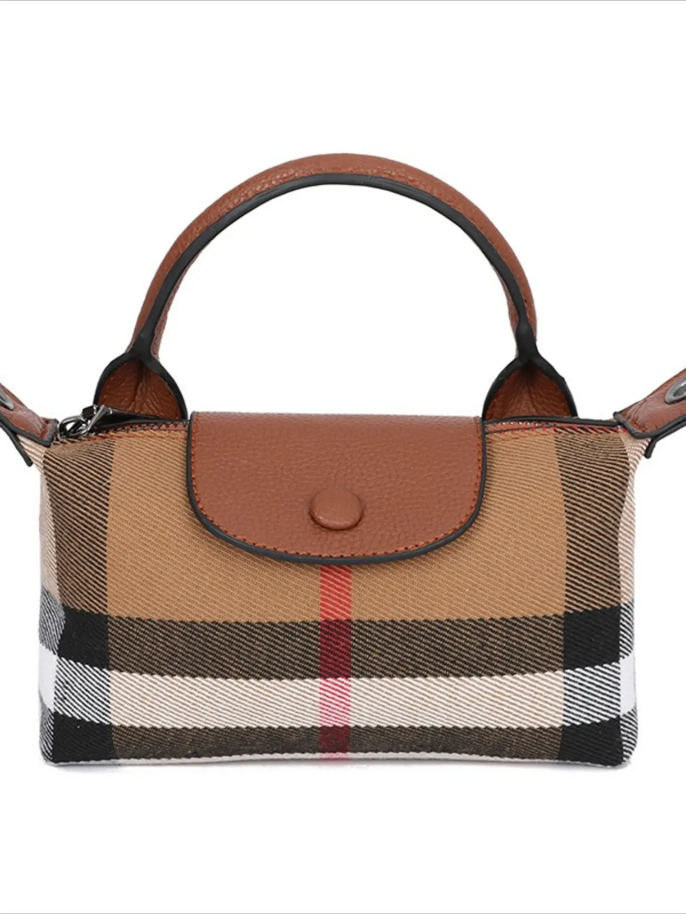 2025 new canvas plaid Checkered Pattern bag leather handbag shoulder messenger bag high-end women's bag fashion dumpling bag