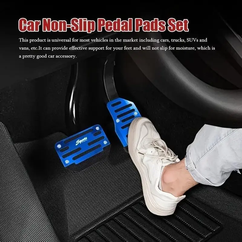 Anti-Slip Aluminum Car Pedal Pads for Automatic Transmission, High-Quality Carbon Fiber Texture, Suv and Off-Road Vehicles, Accelerator and Brake Pedal Covers, Car Accessories