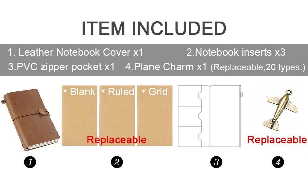 AIGUONIU Leather Notebook Handmade Vintage Cowhide Diary Passport Size TN Travel Notebook Cover Journal Sketchbook Planner
