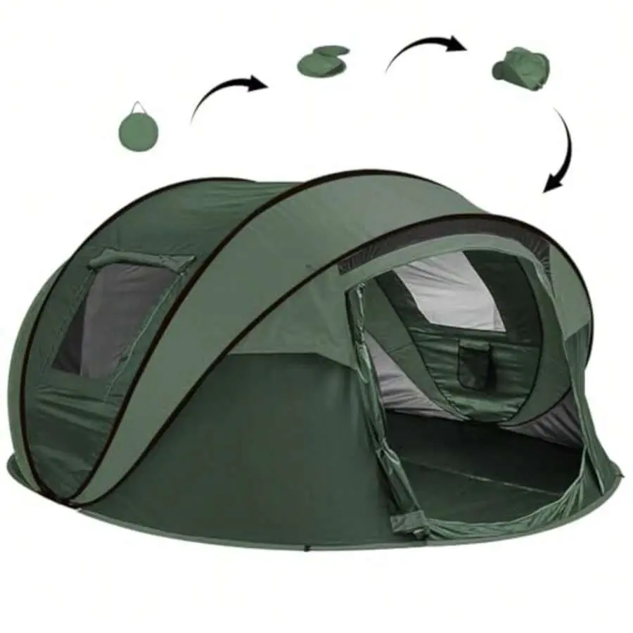Instant Pop Up Tents For Camping, 4/6 Person Easy Pop Up Camping Tents, Automatic Set Up Tent In 3 Seconds, Waterproof Sunshade Family Tent, Lightweight Dome Tent For Outdoor Camping, Hiking And Beach