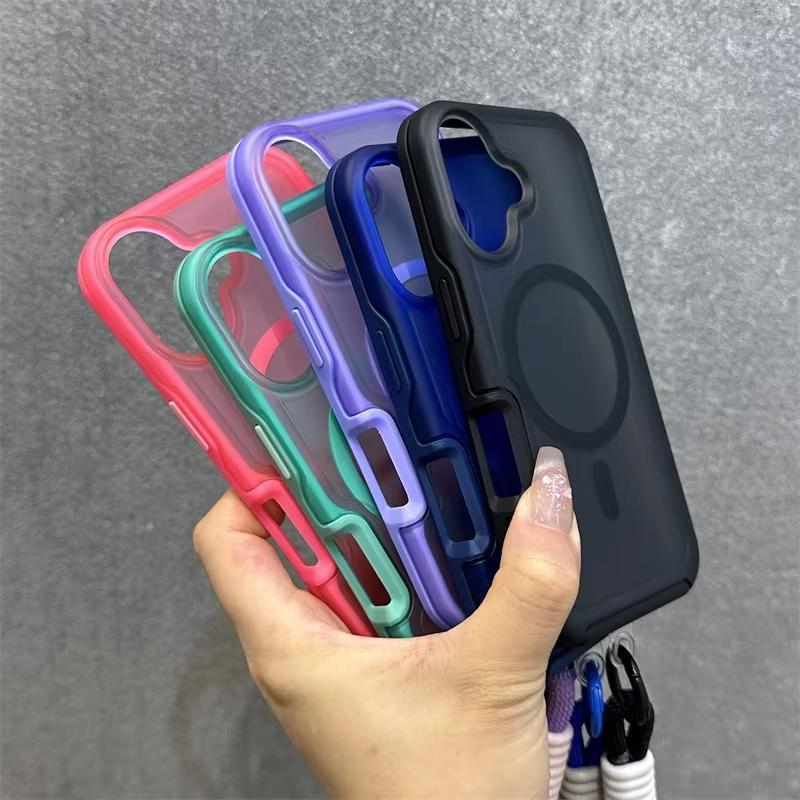 Fin Black Hard Matte Translucent Case For iPhone 17 Pro Max 16 15 14 13 12 Pro Max Plus Phone Cases For MagSafe Wireless Charging Shockproof Protective Protection Cover Cases For iPhone Half Clear Cases