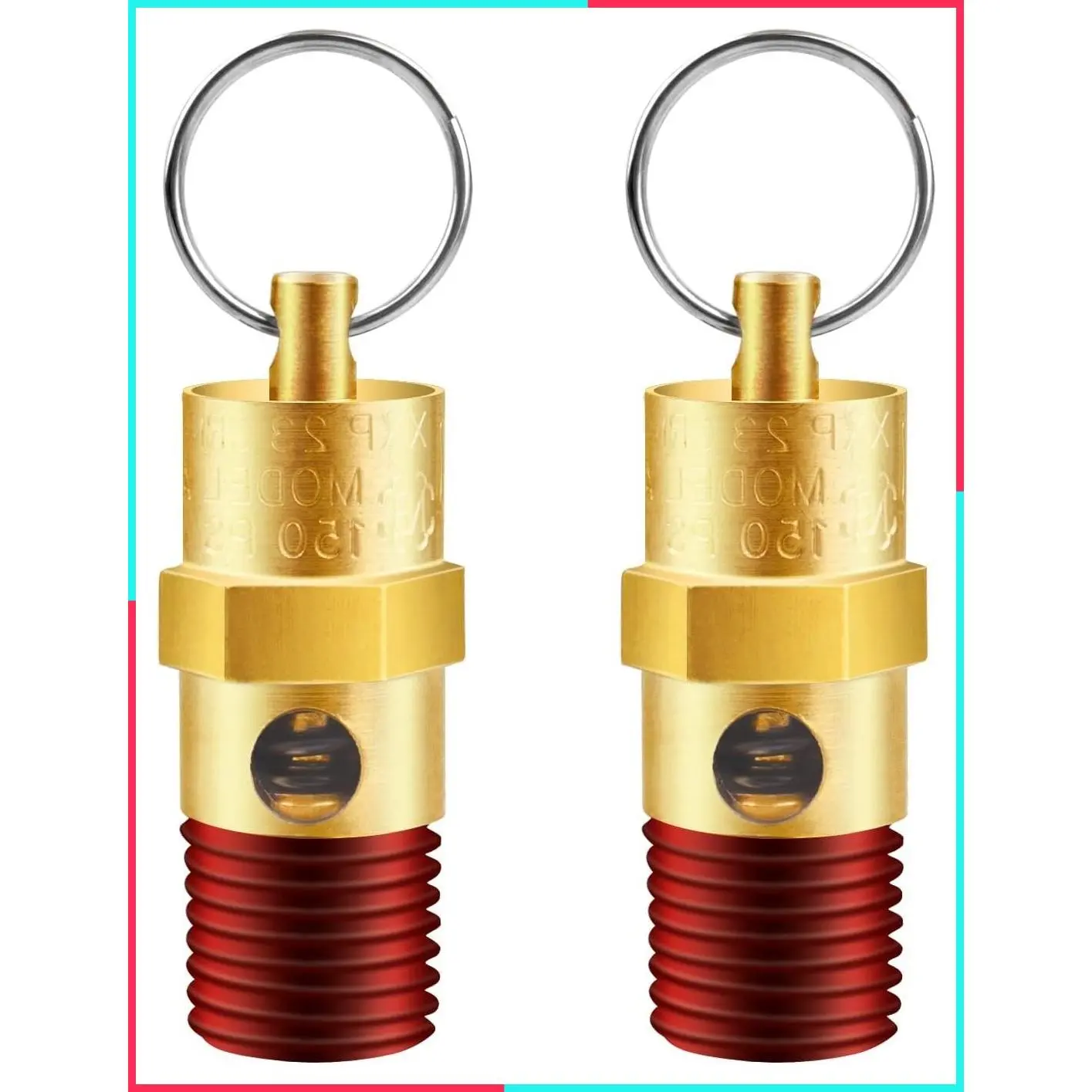 1/4" NPT Male 150 PSI Brass Air Compressor Pressure Relief Safety Valve & Check Valve, 2-Pack