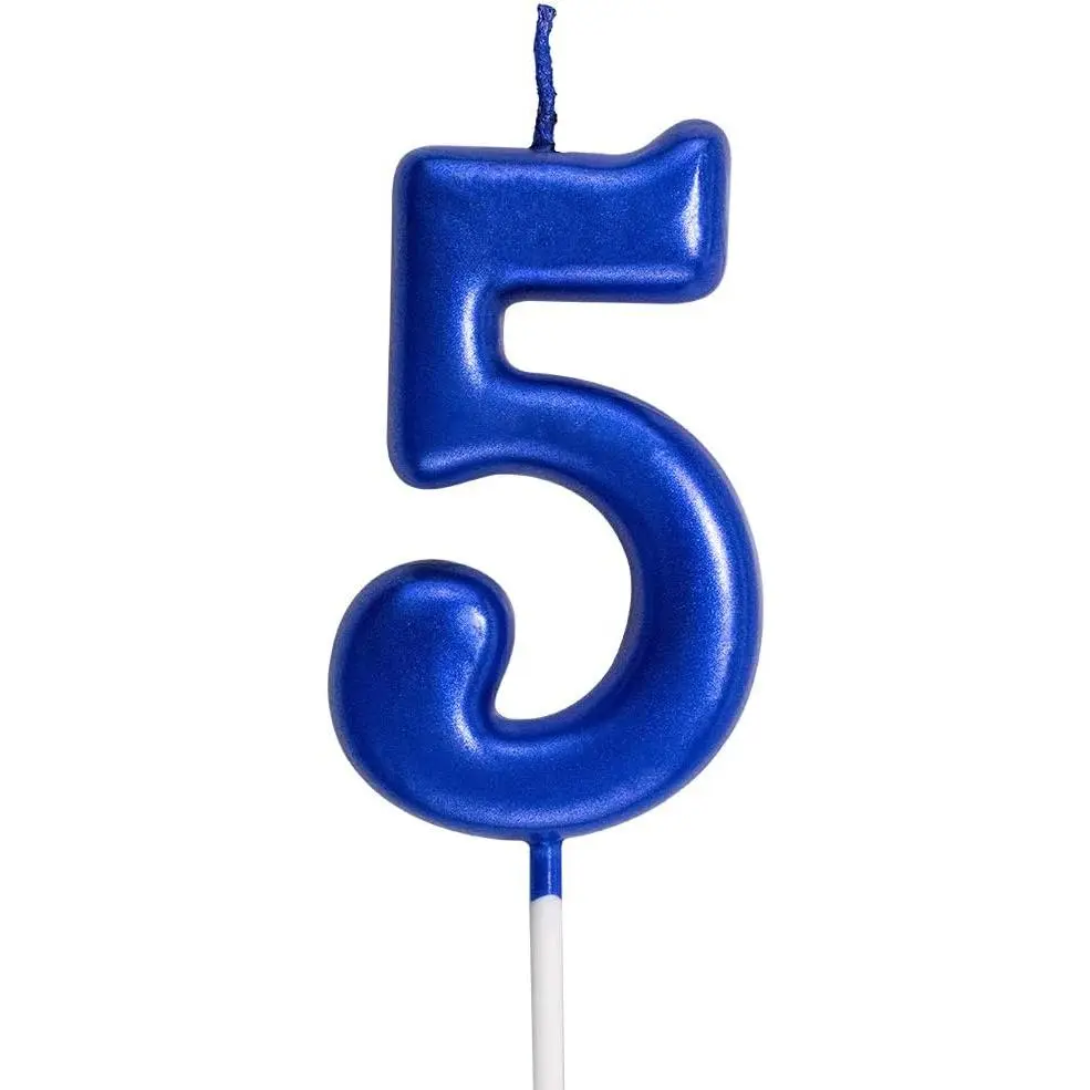 Blue Birthday Candles 5 Candle 5th Five  Cake Bady Roman Numberal Cool Number Candle No 50 51 52 53 54 55 56 57 58 59