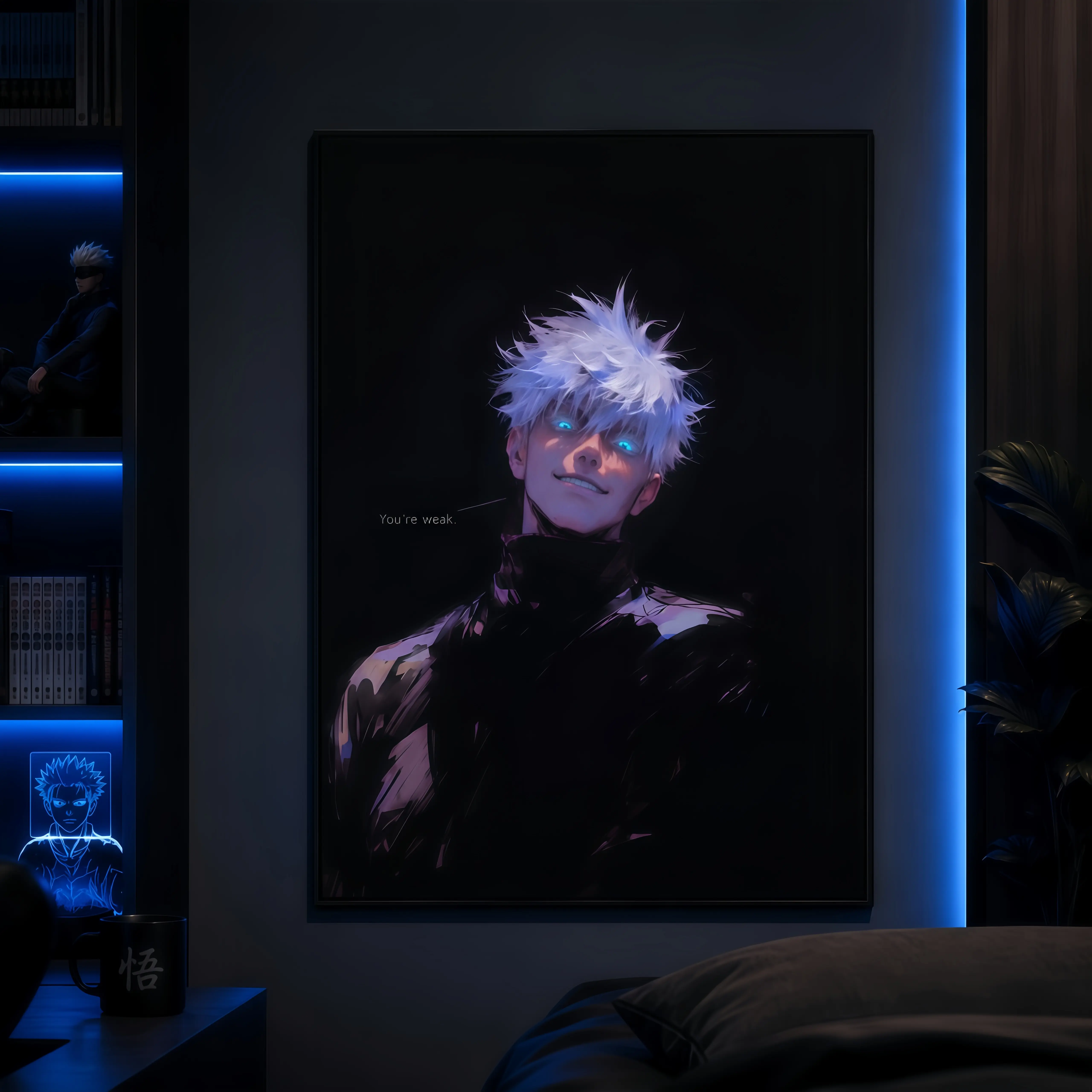 Satoru Gojo 6 Eyes "You’re Weak" Famous Line Canvas Wall Art Poster, Jujutsu Kaisen Anime Print, Japanese Home Decor for Bedroom Gaming Room, Manga Gift for Anime Fans