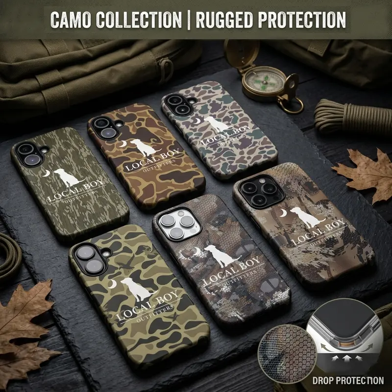 PORODO Vintage Preppy Glossy Camo Shockproof TPU Hybrid Cellphone Case - Slim Fit, Durable, Flexible, Waterproof Casing, Rugged Protection for iPhone 16,16e,16 Plus,15,14,13,12,11 Handheld Cover Devices