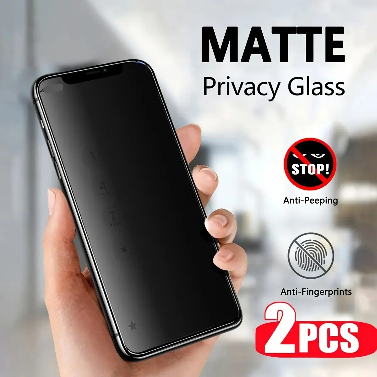 2pcs - Full Coverage Frosted Privacy Screen Protector - Anti Peeping Tempered Glass Film - 9H Hardness Edge Protection - Anti Drop and Anti Scratch - Easy to Install Without Bubbles - Suitable for iPhone 16 Pro Max/16 Plus/or iPhone 15 Pro Max/14/13/12/11