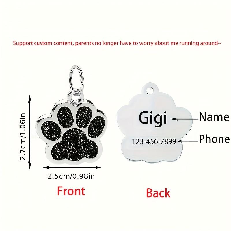 Custom Personalized Pet ID Tag, Engraved Dog Name Tag, Durable Fade-Resistant Paw Print Charm for Dogs & Cats, Collar Name Plate
