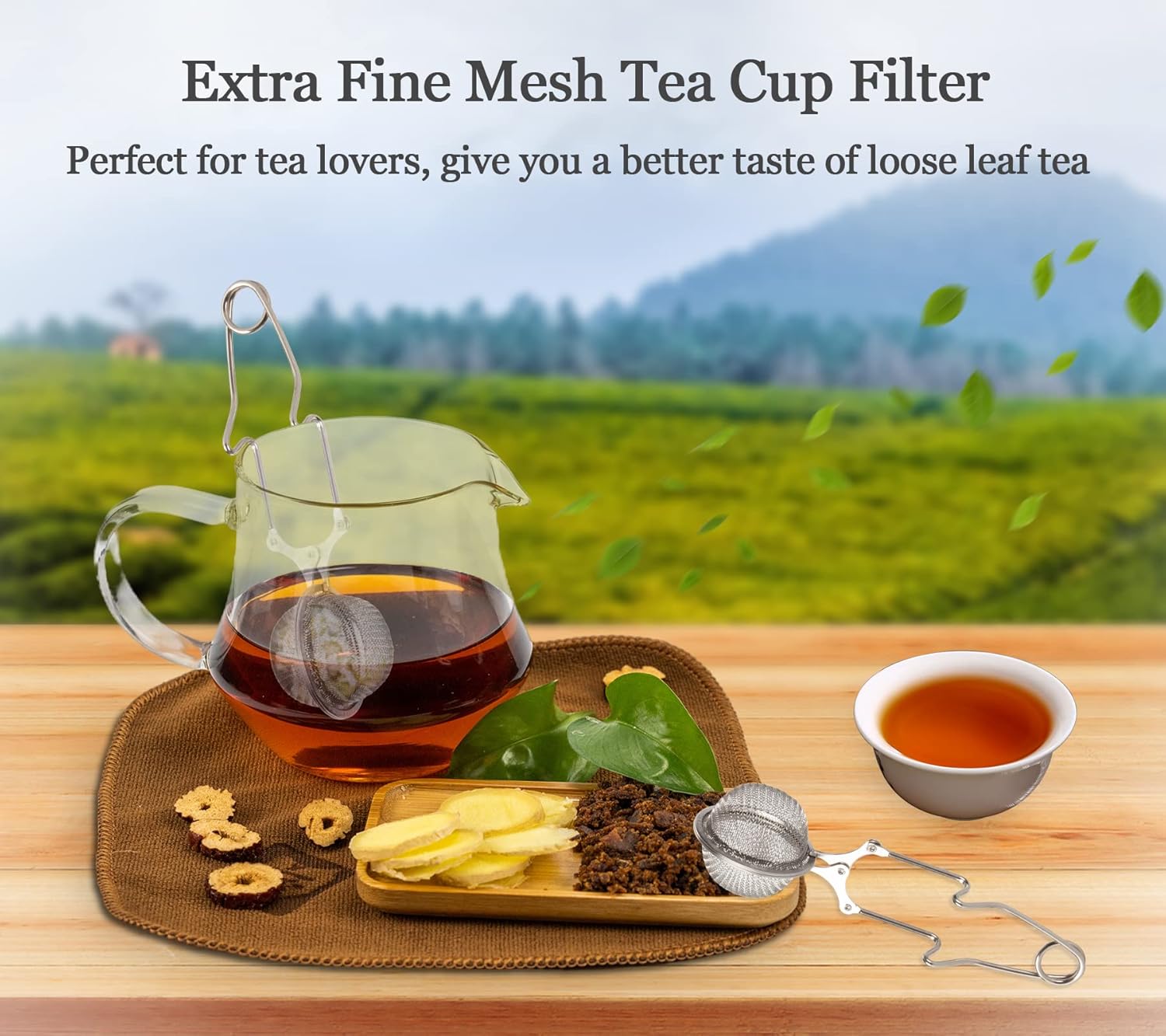 Snap Ball Tea Strainer, Stainless Steel Tea Infuser Filter with Handle for Loose Leaf Tea, Spices, Seasonings