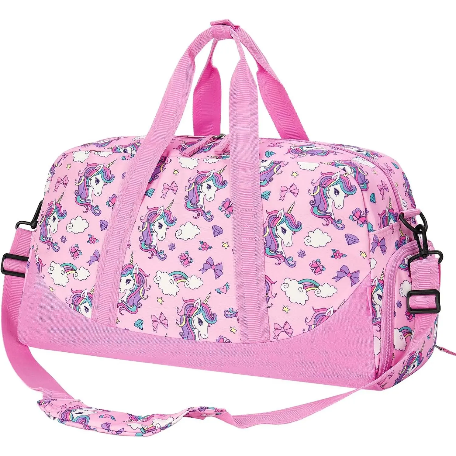 Duffle Bag, Girls Unicorn Overnight Travel Bags for  with Shoes Compartment, Large Weekender Bag for Sleepover,