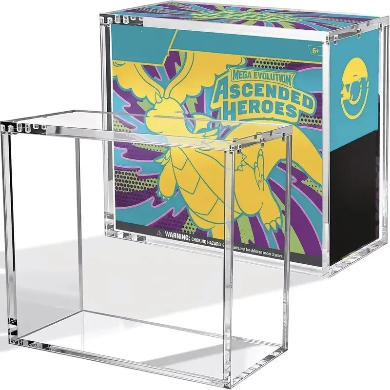 Etb Thick Acrylic Display Box, Transparent Magnetic Lid, UV Protection, Stackable Home Storage, Ideal for Collectors