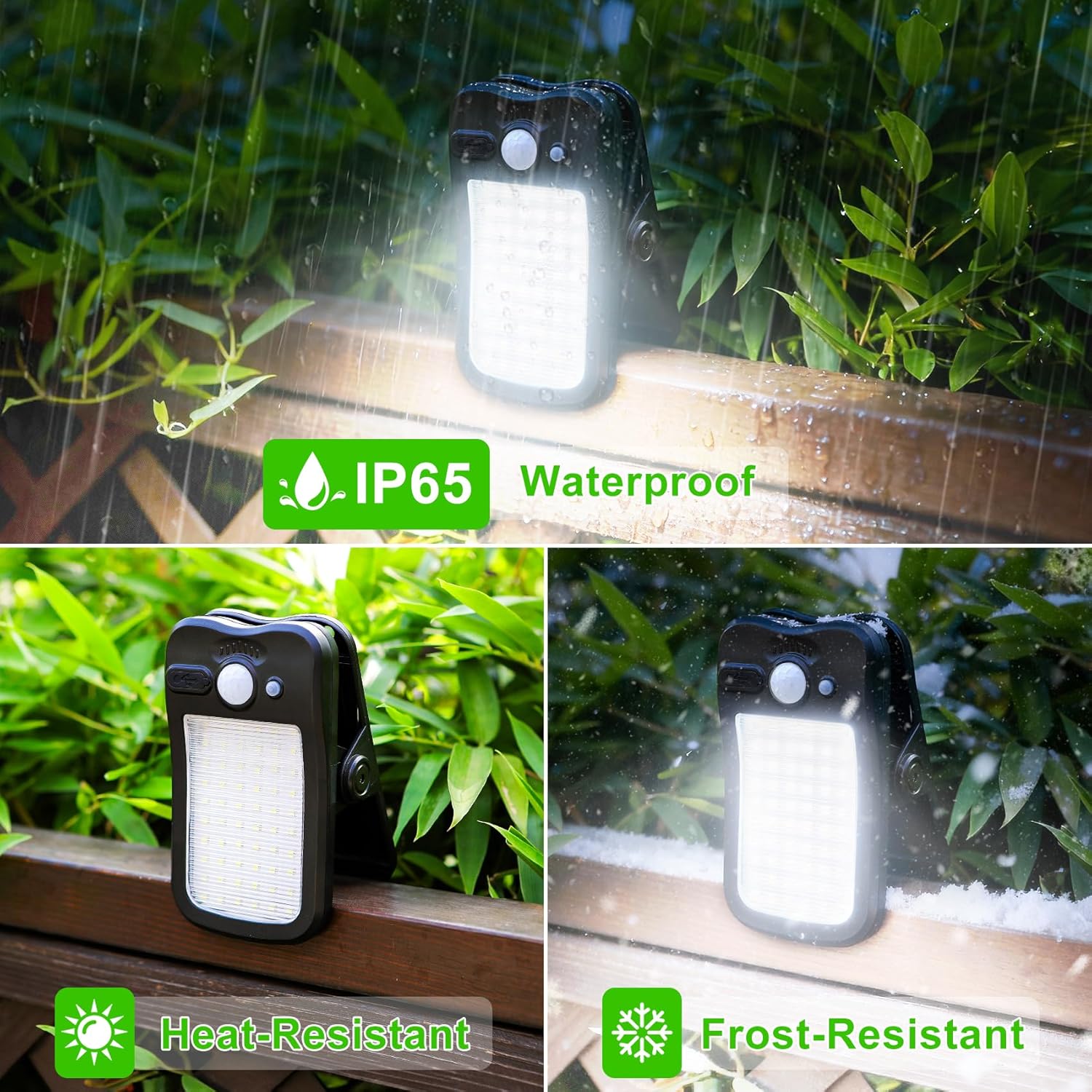 Ultra-Bright Solar Light,Compact Portable Clip-On Motion Sensor, Multi-Function Outdoor LED Safety Lighting, Pathway Security Lights, Suitable for Courtyard, Garden, Balcony, Patio, Fence, Deck, Wall, Garage, Workshop Repair