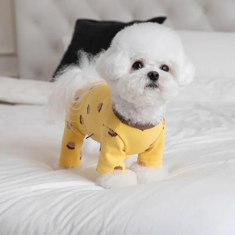 Dog Winter Pajamas for Small Dogs, Soft Warm 4-Legged Pet Home Clothes Belly Protection Prevent Cold Puppy Jumpsuit Indoor Sleepwear for Chihuahua Yorkie Shih Tzu Clothing
