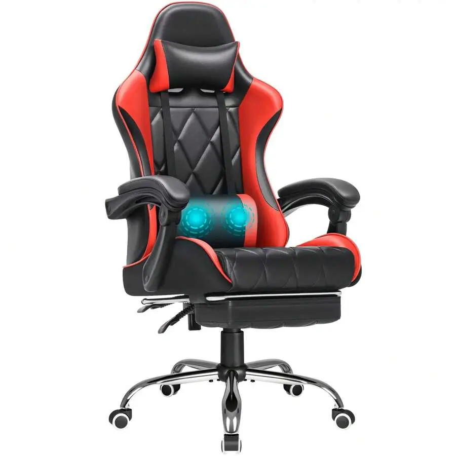 Gaming Chair Massage Office Chair Computer Racing Chair Back PU Leather Chair With Footrest