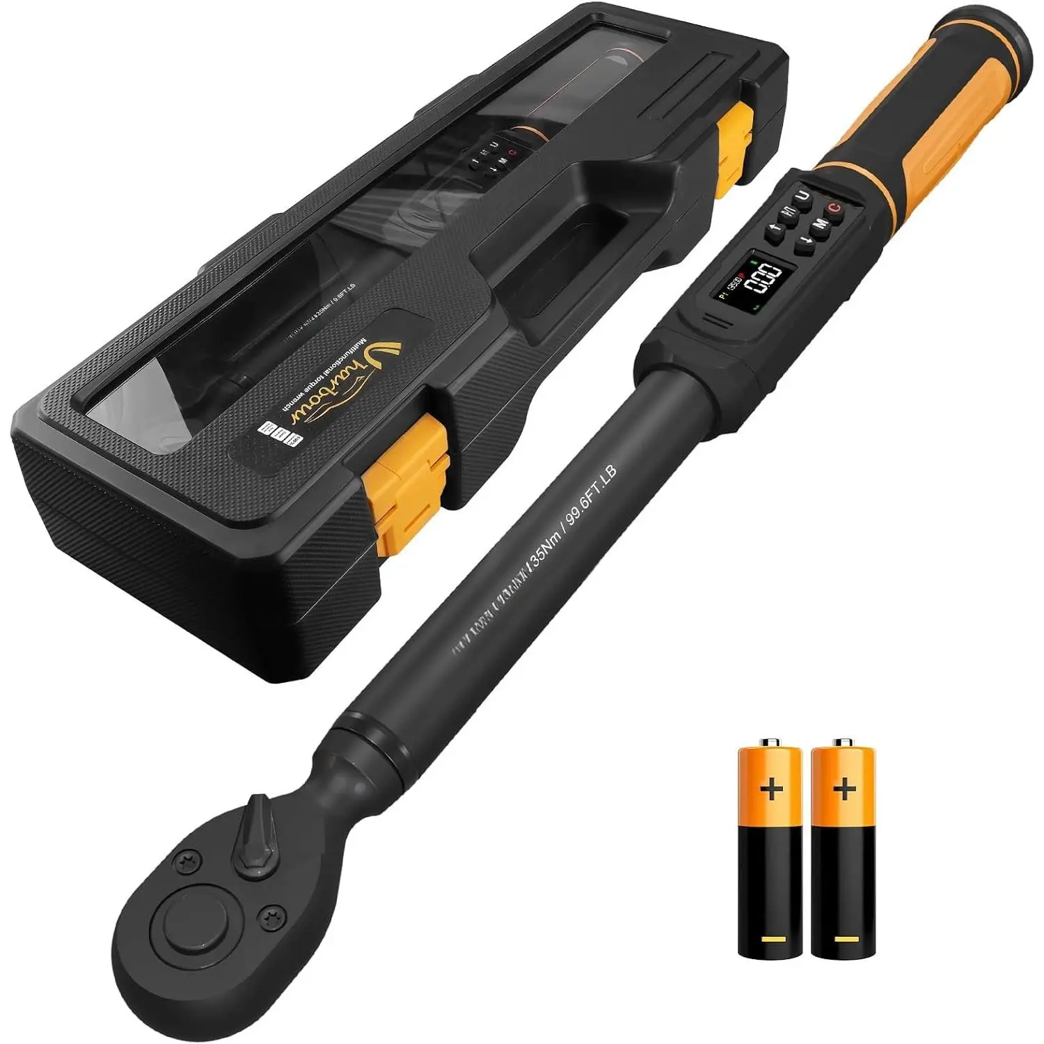 Digital Torque Wrench 3/8 Drive, 1.5-99.5 ft-lbs./6.8-135Nm Range, Electric Torque Wrench with  Direction Ratchet, +-1% Accuracy with Vibration, Buzzer and LED Alert
